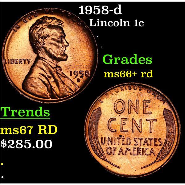 1958-d Lincoln Cent 1c Grades GEM++ RD