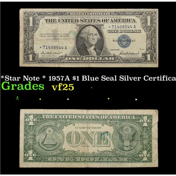 *Star Note * 1957A $1 Blue Seal Silver Certificate Grades vf+