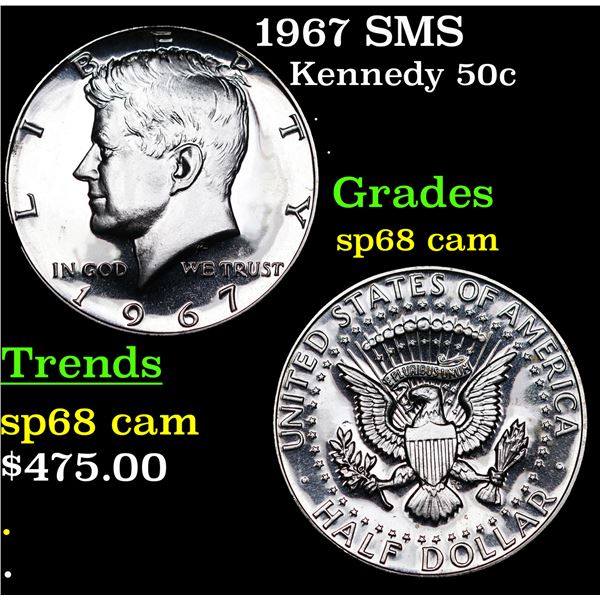 1967 SMS Kennedy Half Dollar 50c Grades sp68 cam