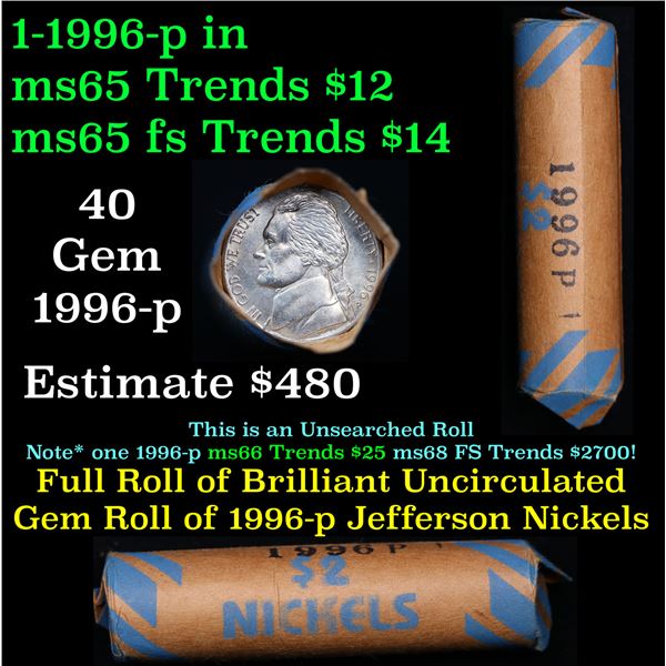 Shotgun Jefferson 5c roll, 1996-p 40 pcs Bank Wrapper