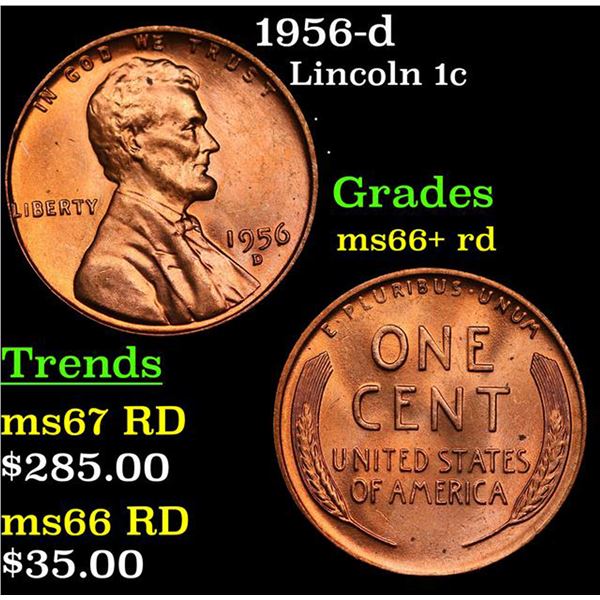 1956-d Lincoln Cent 1c Grades GEM++ RD