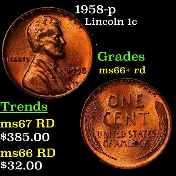 1958-p Lincoln Cent 1c Grades GEM++ RD