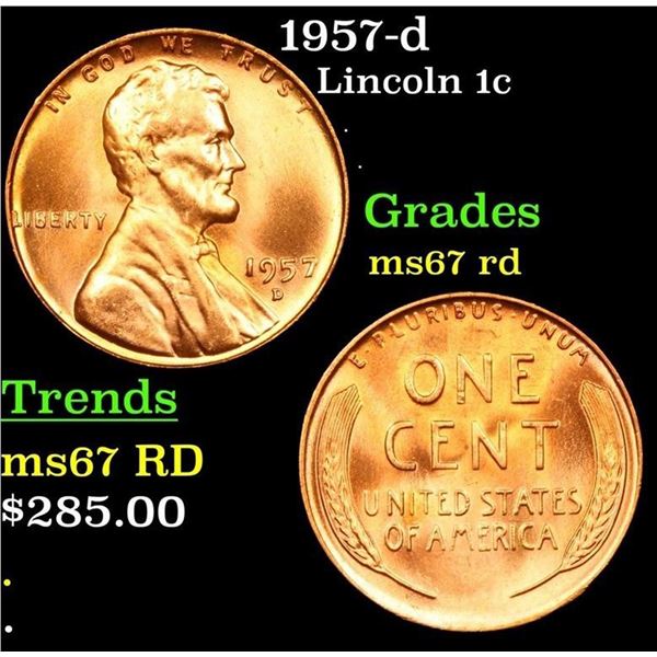 1957-d Lincoln Cent 1c Grades GEM++ Unc RD