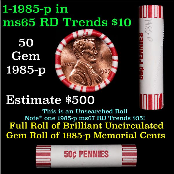 Shotgun Lincoln 1c roll, 1985-p 50 pcs Brandt 50c Wrapper.