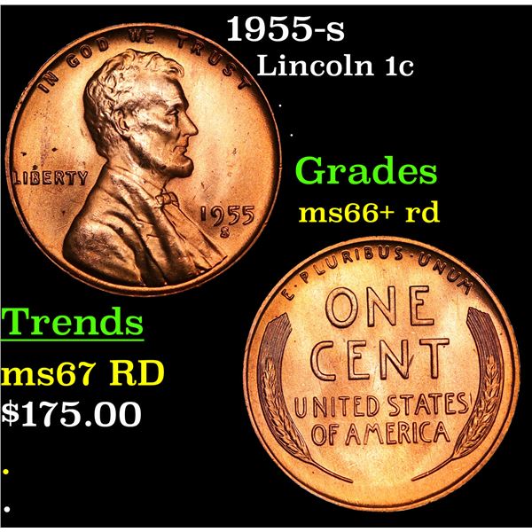1955-s Lincoln Cent 1c Grades GEM++ RD