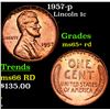 Image 1 : 1957-p Lincoln Cent 1c Grades Gem+ Unc RD