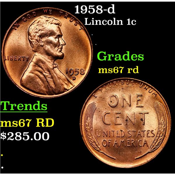 1958-d Lincoln Cent 1c Grades GEM++ Unc RD
