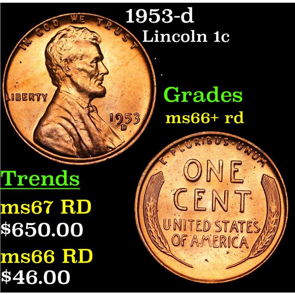 1953-d Lincoln Cent 1c Grades GEM++ RD