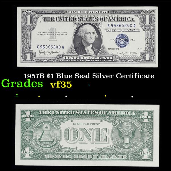 1957B $1 Blue Seal Silver Certificate Grades vf++