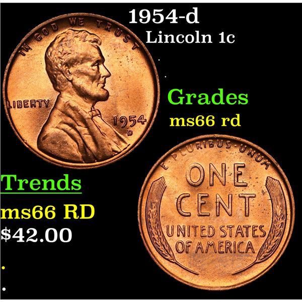 1954-d Lincoln Cent 1c Grades GEM+ Unc RD