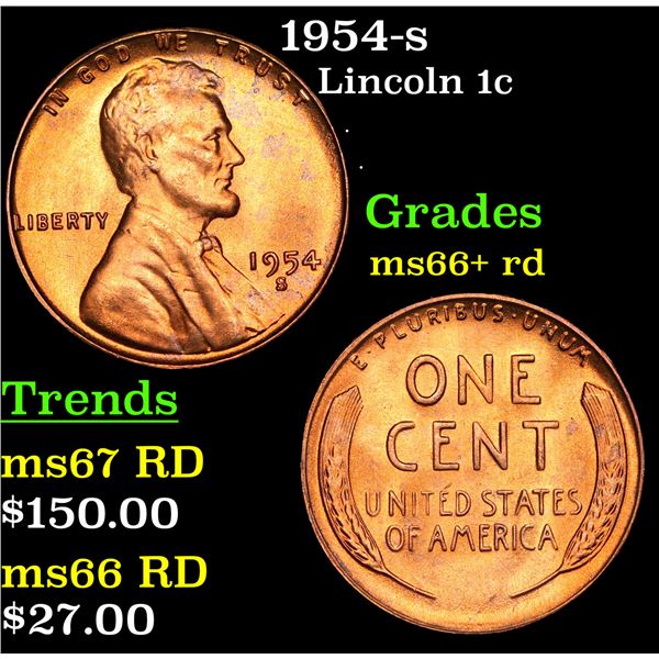 1954-s Lincoln Cent 1c Grades GEM++ RD