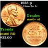Image 1 : 1958-p Lincoln Cent 1c Grades Gem+ Unc RD