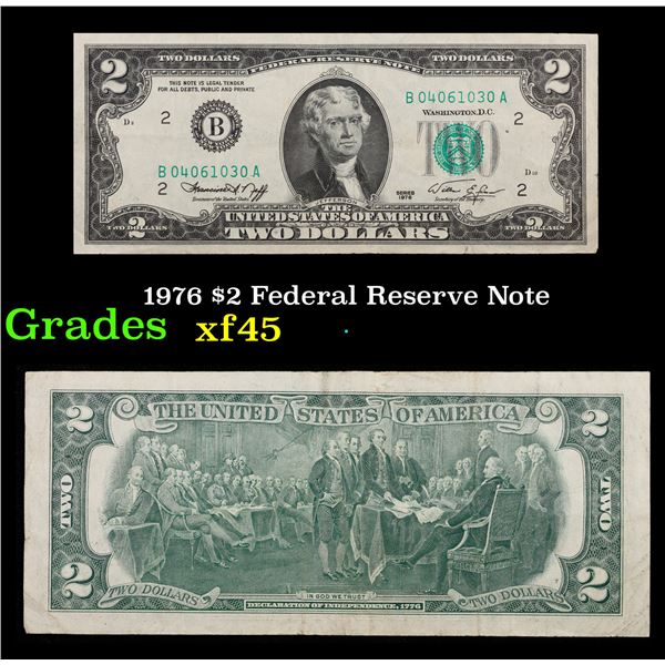 1976 $2 Federal Reserve Note Grades xf+