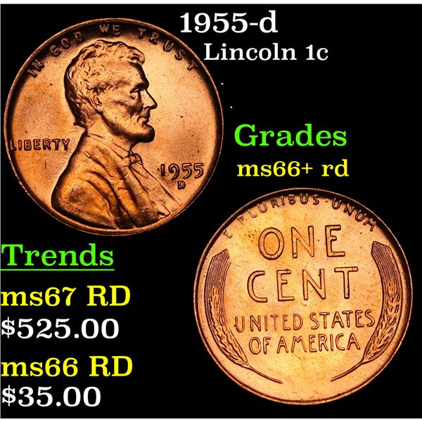 1955-d Lincoln Cent 1c Grades GEM++ RD