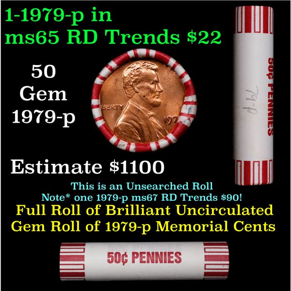 Shotgun Lincoln 1c roll, 1979-p 50 pcs Brandt 50c Wrapper.