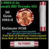 Image 1 : Shotgun Lincoln 1c roll, 1982-d 50 pcs Brandt 50c Wrapper.