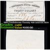 Image 1 : 1861 Confederate Twenty $20 interest Note  Grades Select CU