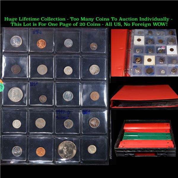 Huge Liifetime Collection - Too Many Coins To Auction Individually - This Lot is For One Page of 20 