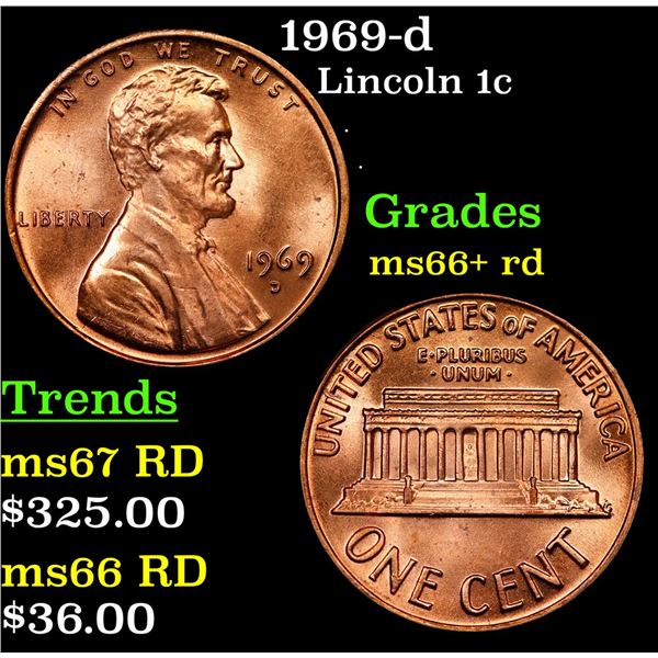 1969-d Lincoln Cent 1c Grades GEM++ RD