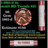 Image 1 : Shotgun Lincoln 1c roll, 1961-d 50 pcs Brandt 50c Wrapper.