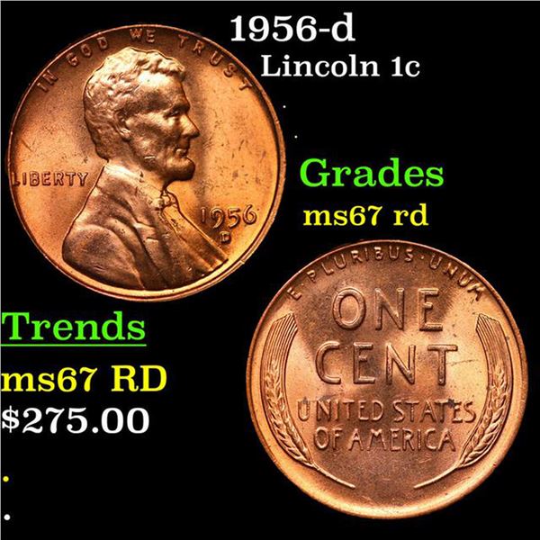 1956-d Lincoln Cent 1c Grades GEM++ Unc RD