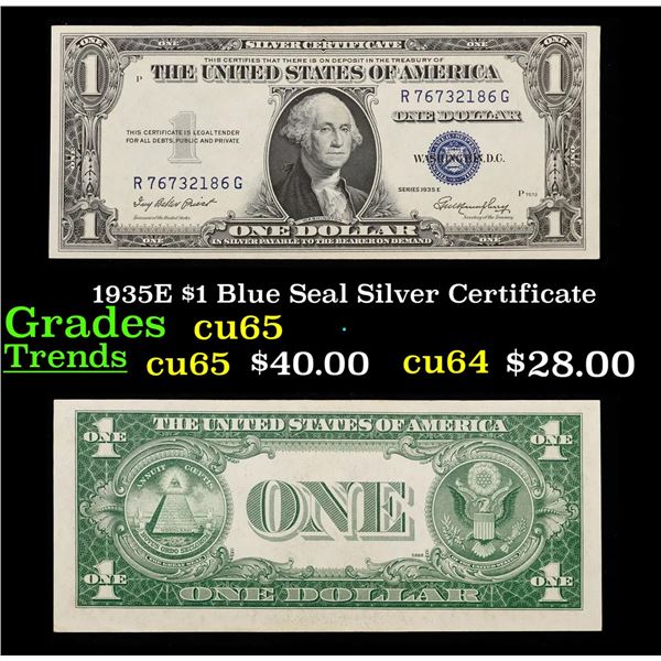 1935E $1 Blue Seal Silver Certificate Grades Gem CU