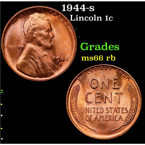 1944-s Lincoln Cent 1c Grades GEM+ Unc RB