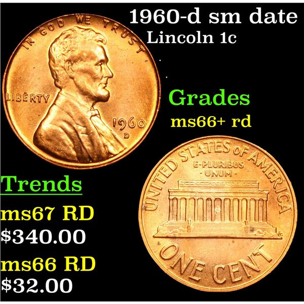 1960-d sm date Lincoln Cent 1c Grades GEM++ RD