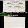 Image 1 : 1861 Confederate Twenty $20 interest Note  Grades Choice AU/BU Slider
