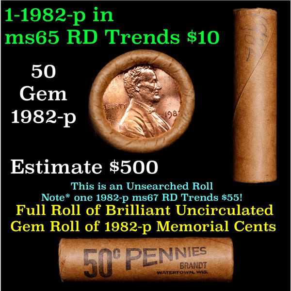 Shotgun Lincoln 1c roll, 1982-p 50 pcs Brandt Wrapper.