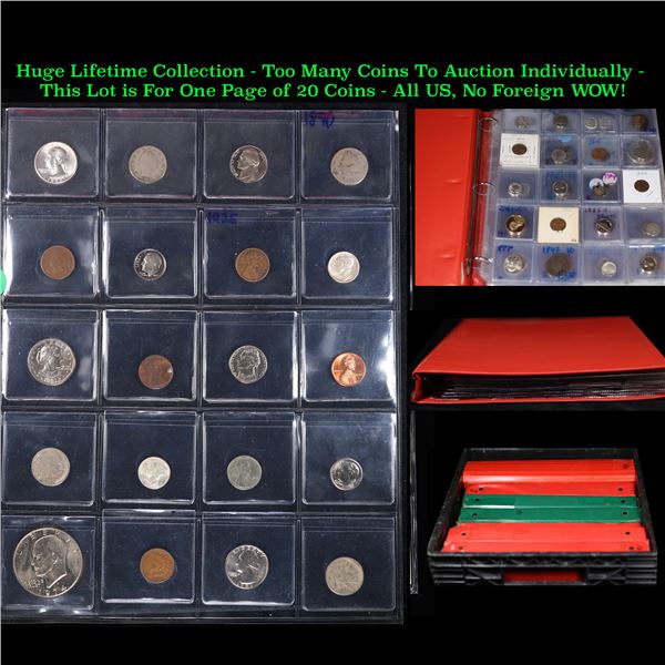 Huge Liifetime Collection - Too Many Coins To Auction Individually - This Lot is For One Page of 20 