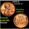 Image 1 : 1939-d Lincoln Cent 1c Grades GEM+ Unc RD