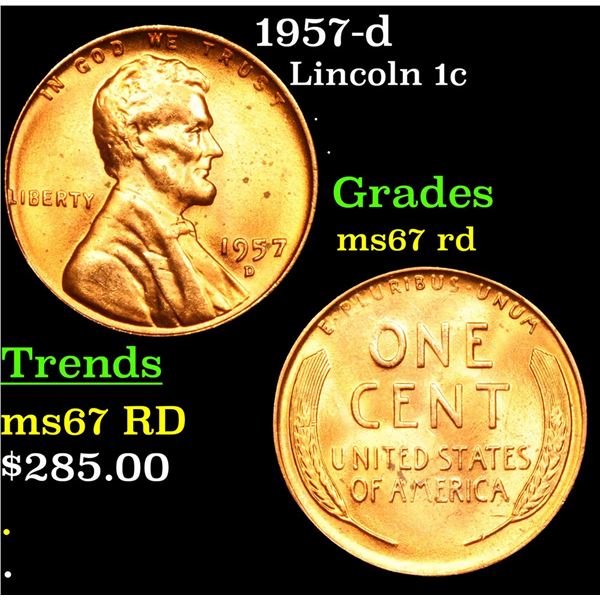 1957-d Lincoln Cent 1c Grades GEM++ Unc RD
