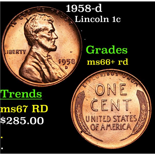 1958-d Lincoln Cent 1c Grades GEM++ RD