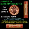Image 1 : Shotgun Lincoln 1c roll, 2005-d 50 pcs Cointainer Wrapper