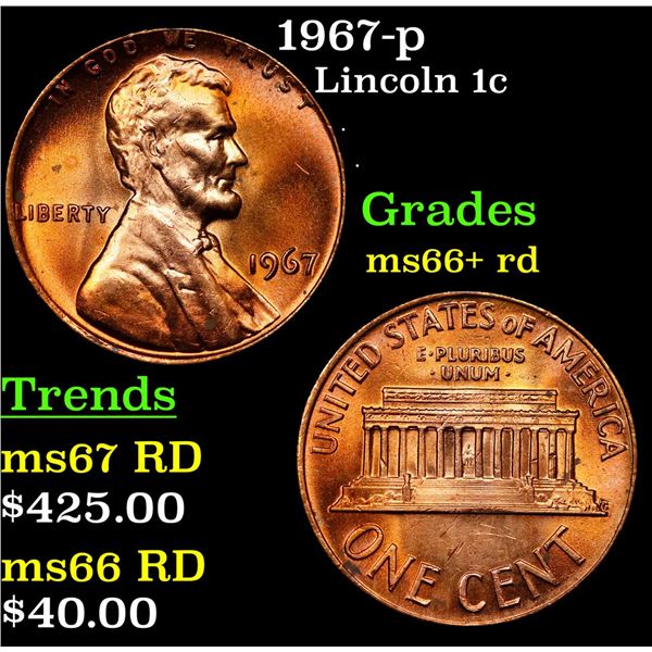 1967-p Lincoln Cent 1c Grades GEM++ RD