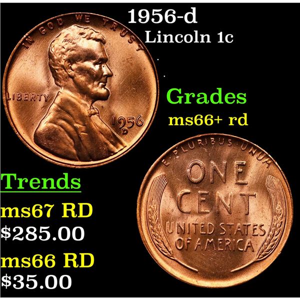 1956-d Lincoln Cent 1c Grades GEM++ RD