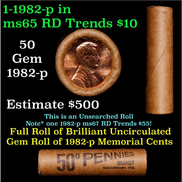 Shotgun Lincoln 1c roll, 1980-p 50 pcs Bank Wrapper