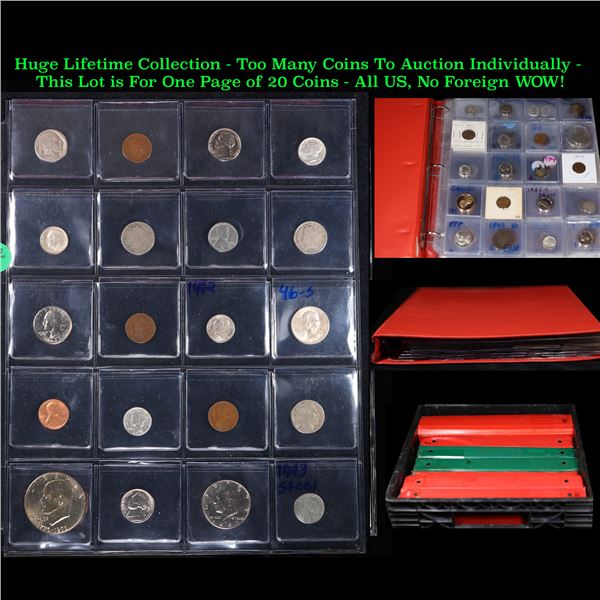 Huge Liifetime Collection - Too Many Coins To Auction Individually - This Lot is For One Page of 20 