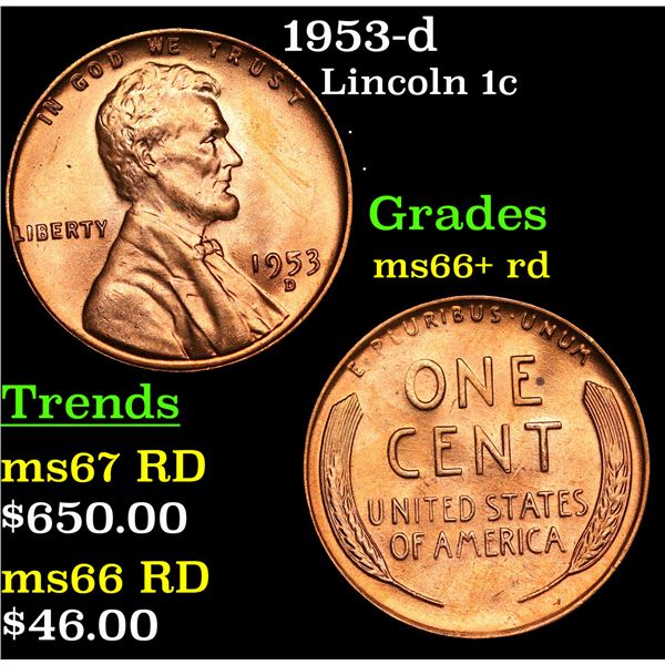 1953-d Lincoln Cent 1c Grades GEM++ RD