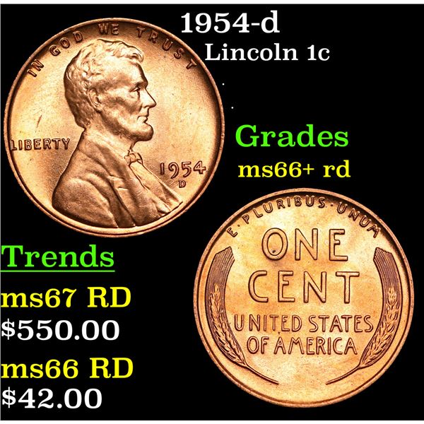 1954-d Lincoln Cent 1c Grades GEM++ RD