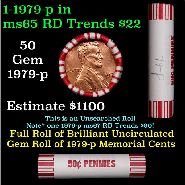 Shotgun Lincoln 1c roll, 1979-p 50 pcs Brandt 50c Wrapper.