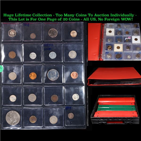 Huge Liifetime Collection - Too Many Coins To Auction Individually - This Lot is For One Page of 20 