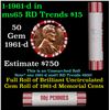 Image 1 : Shotgun Lincoln 1c roll, 1961-d 50 pcs Brandt 50c Wrapper.