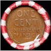 Image 3 : Mixed small cents 1c orig shotgun roll, 1920-p Lincoln Cent, Wheat Cent other end, Bank Wrapper