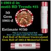 Image 1 : Shotgun Lincoln 1c roll, 1961-d 50 pcs Brandt 50c Wrapper.