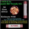 Image 1 : Shotgun Lincoln 1c roll, 1974-d 50 pcs Brandt 50c Wrapper.