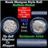 Image 1 : Buffalo Nickel Shotgun Roll in Old Bank Style $2 Nickels' Wrapper 1925 & D Mint Ends