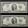 Image 2 : 2x Consecutive 1976 $2 Federal Reserve Notes (Philadelphia, PA) All CU! Grades Brilliant Uncirculate