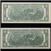 Image 3 : 2x Consecutive 1976 $2 Federal Reserve Notes (Philadelphia, PA) All CU! Grades Brilliant Uncirculate
